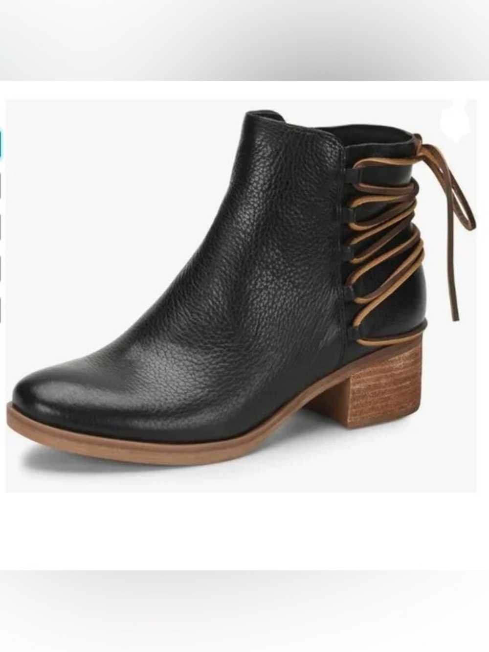 Women’s KORKS Belaya black leather ankle boots- Size 8.5